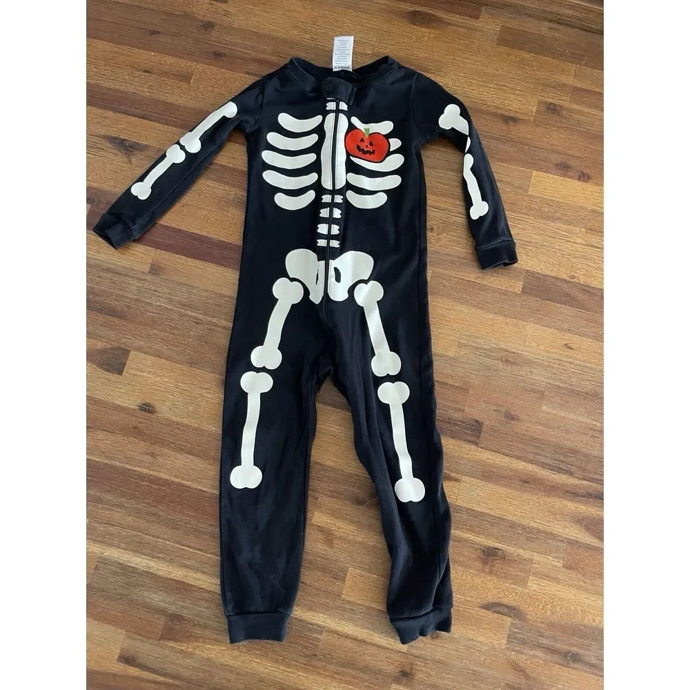 Gymboree Skeleton Body Suit‎ Halloween  Pumpkin Heart Size 2T